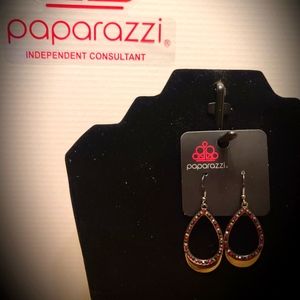 Gun Metal & Red Earrings